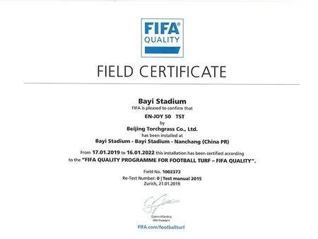 Nanchang Bayi Stadium - FIFA Certificate
